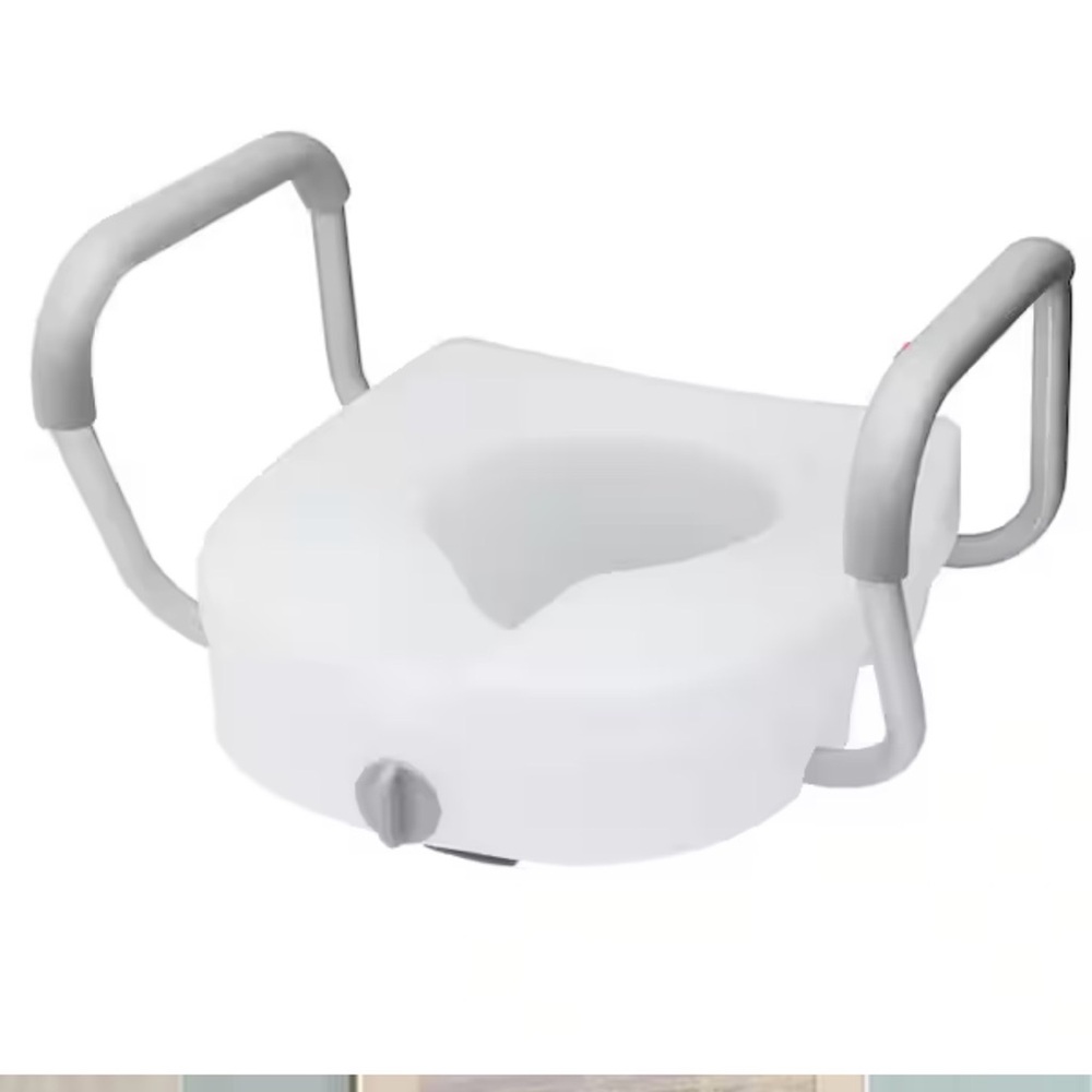 Adjustable White Raised Toilet Seat with Arms